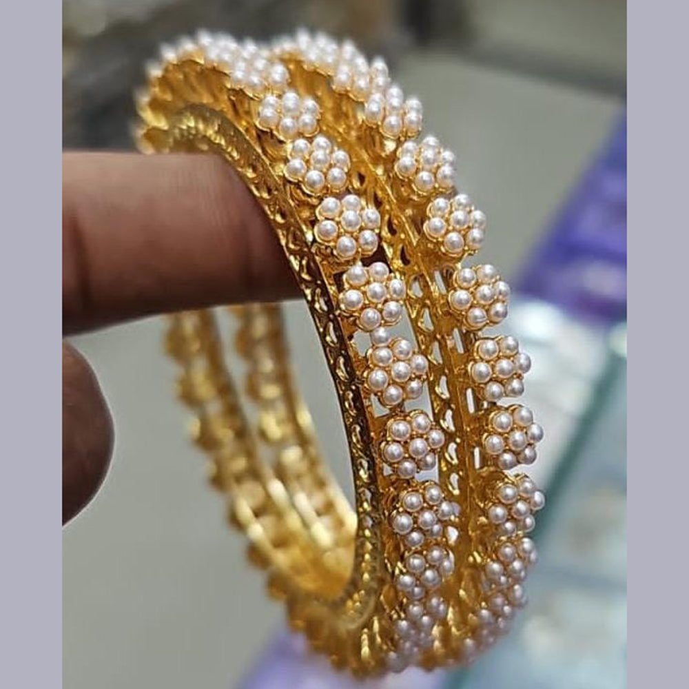 Pooja Bangles Gold Plated Pearl Bangle Set
