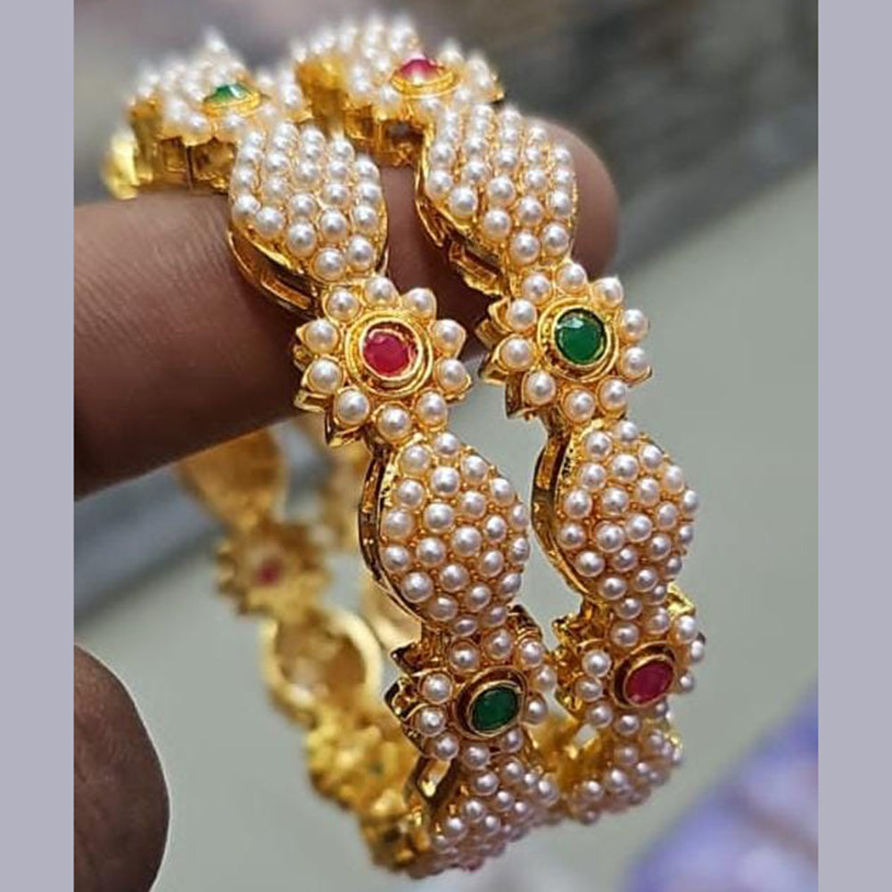 Pooja Bangles Gold Plated Pearl Bangle Set