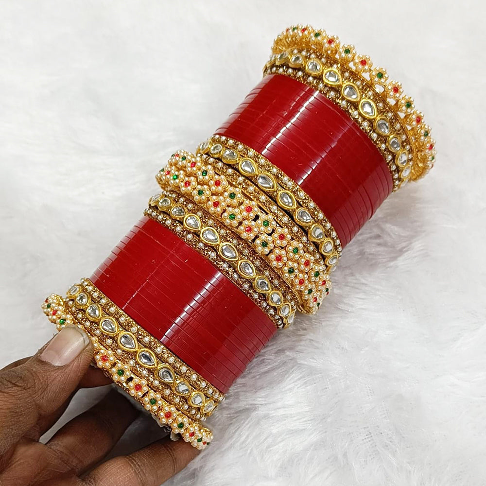Pooja Bangles Gold Plated Pearl Bangle Set