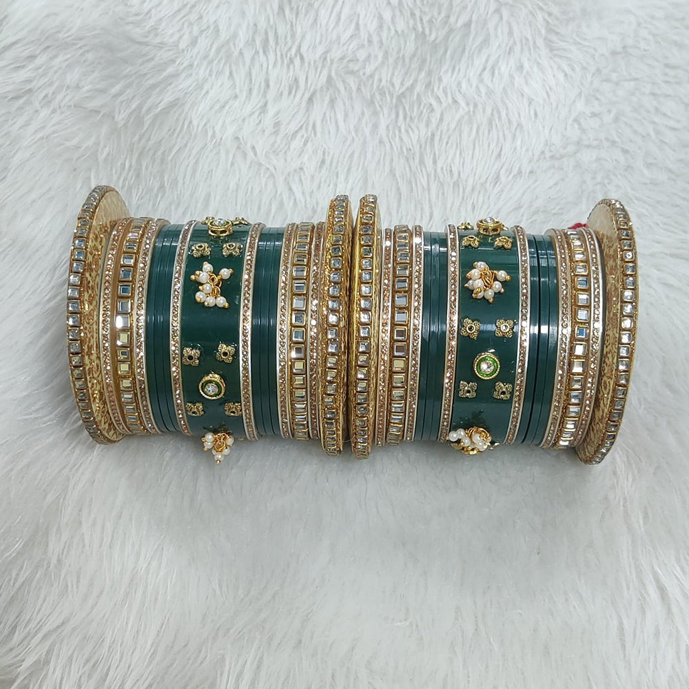 Pooja Bangles Gold Plated Mirror Bangles Set