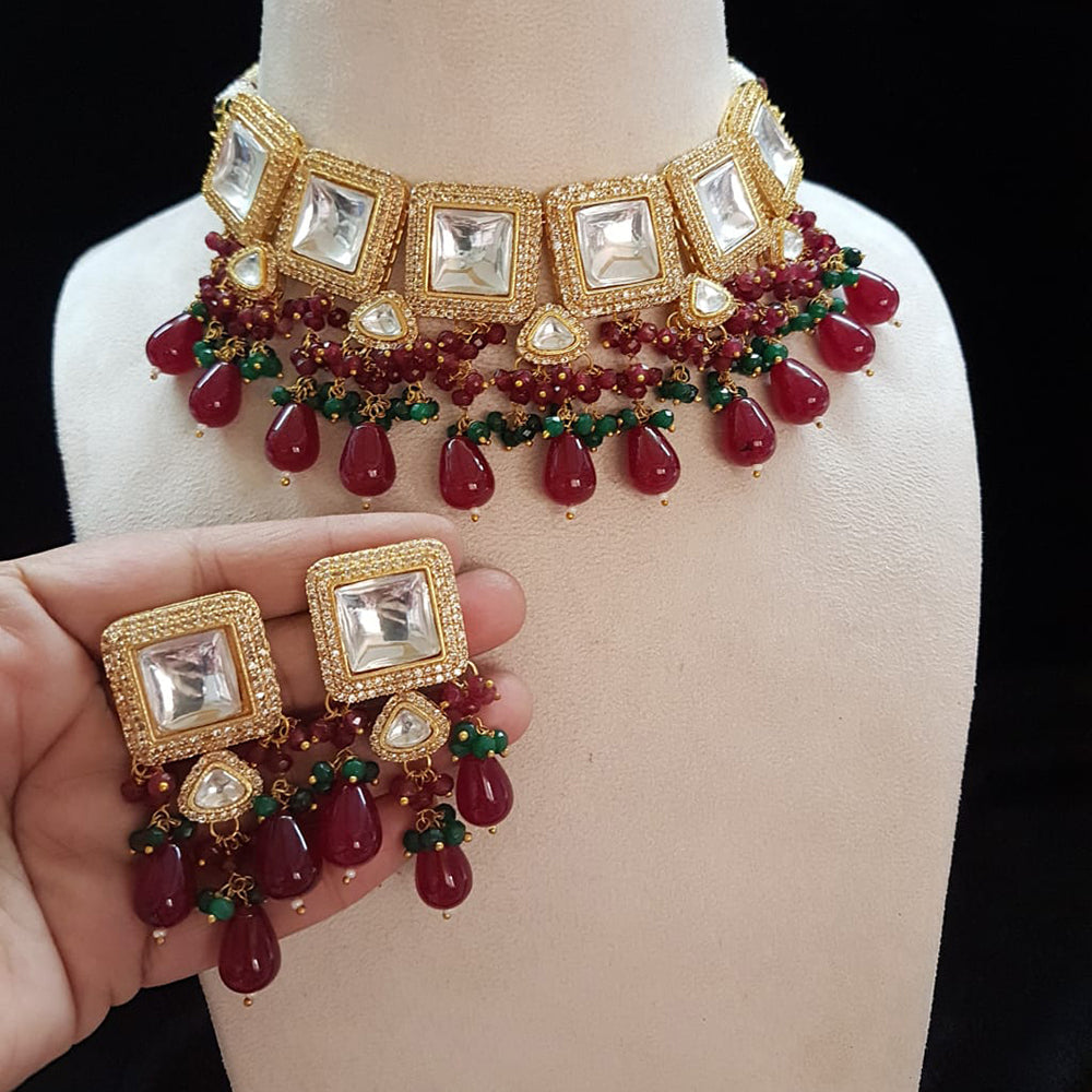Shubhratnam Jewellers Gold Plated Kundan Necklace Set