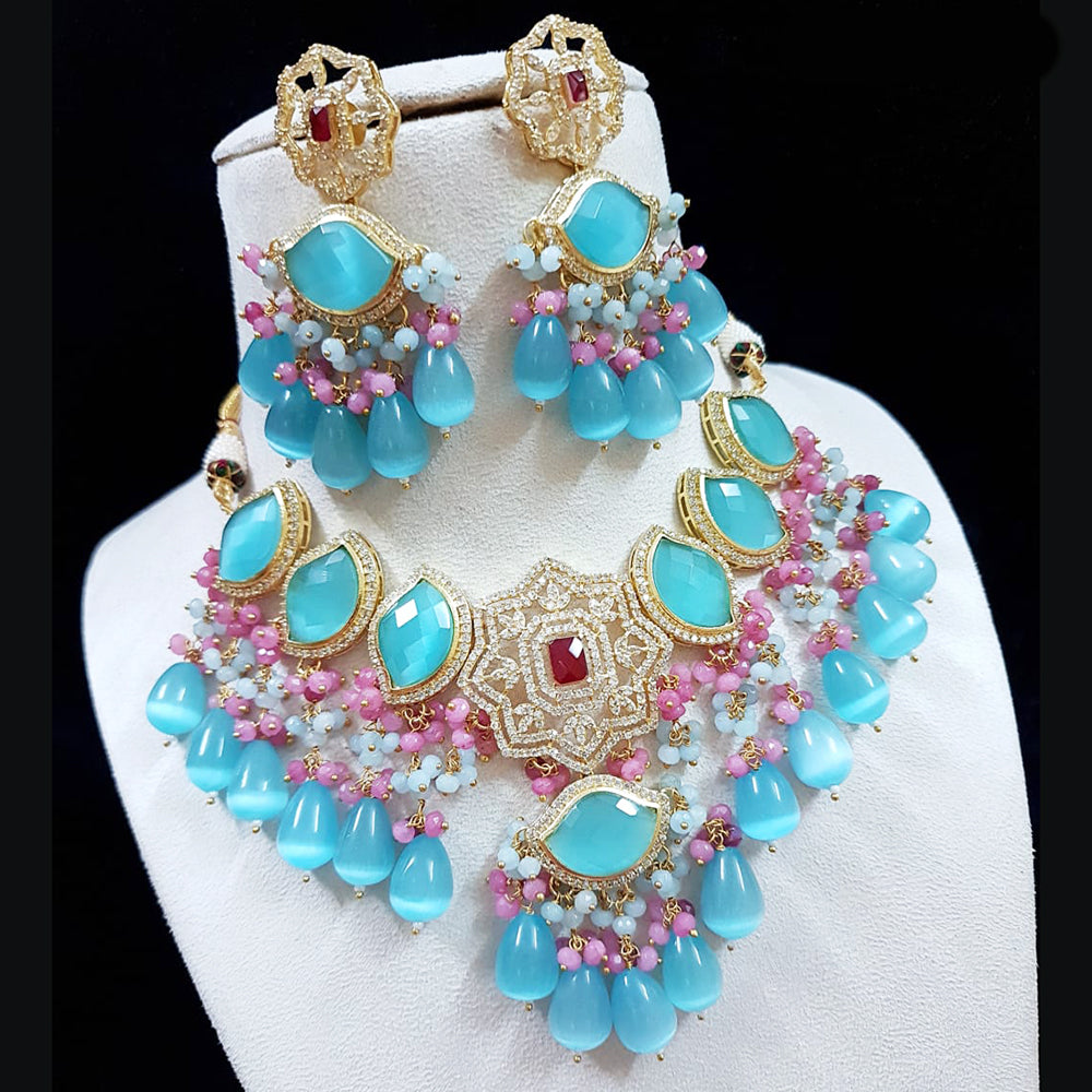 Shubhratnam Jewellers Gold Plated AD Necklace Set