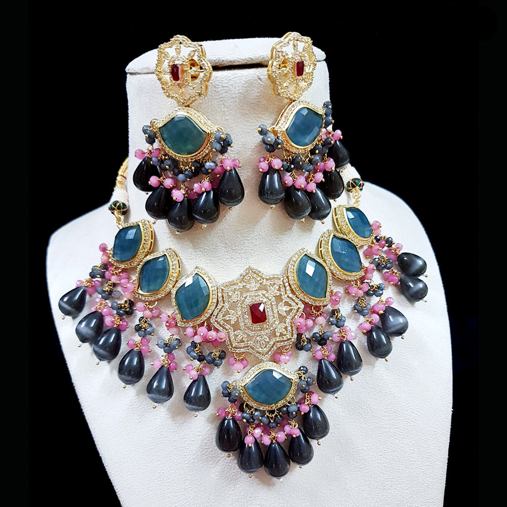 Shubhratnam Jewellers Gold Plated AD Necklace Set