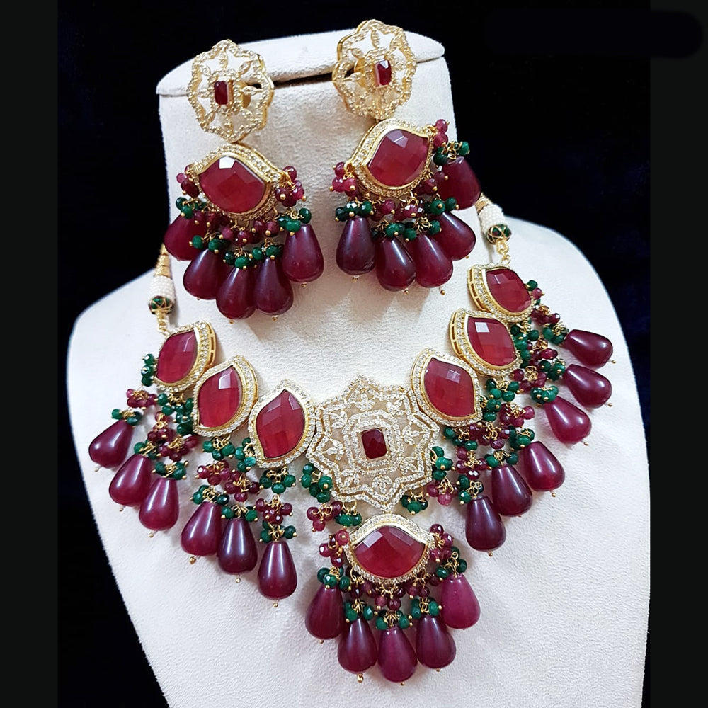 Shubhratnam Jewellers Gold Plated AD Necklace Set