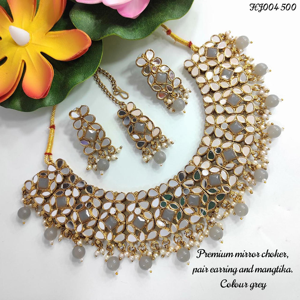 Heera Jewellers Gold Plated Mirror & Beads Necklace Set