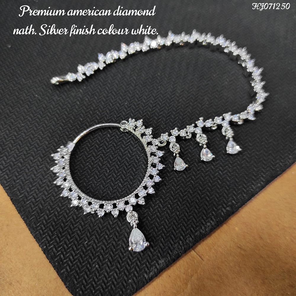 Heera Jewellers Silver Plated Ad Stone Nose Ring