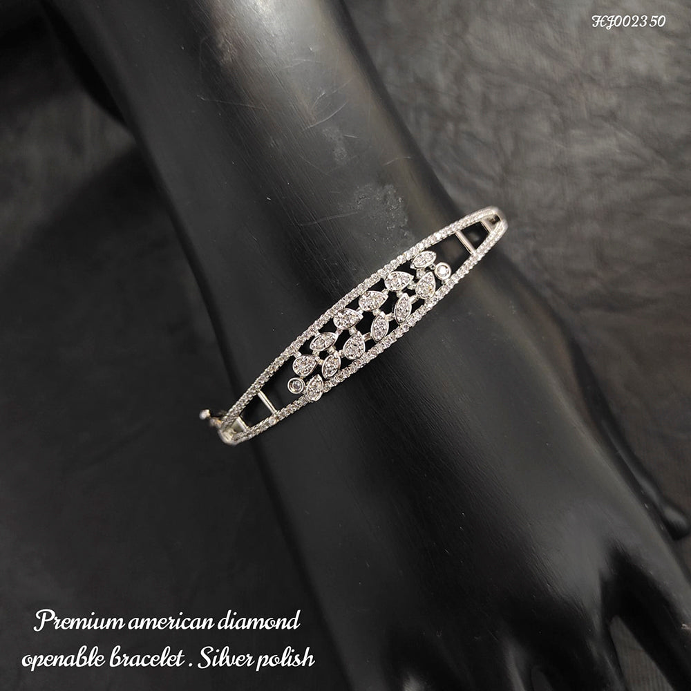 Heera Jewellers Silver Plated AD Stone Openable Bracelet