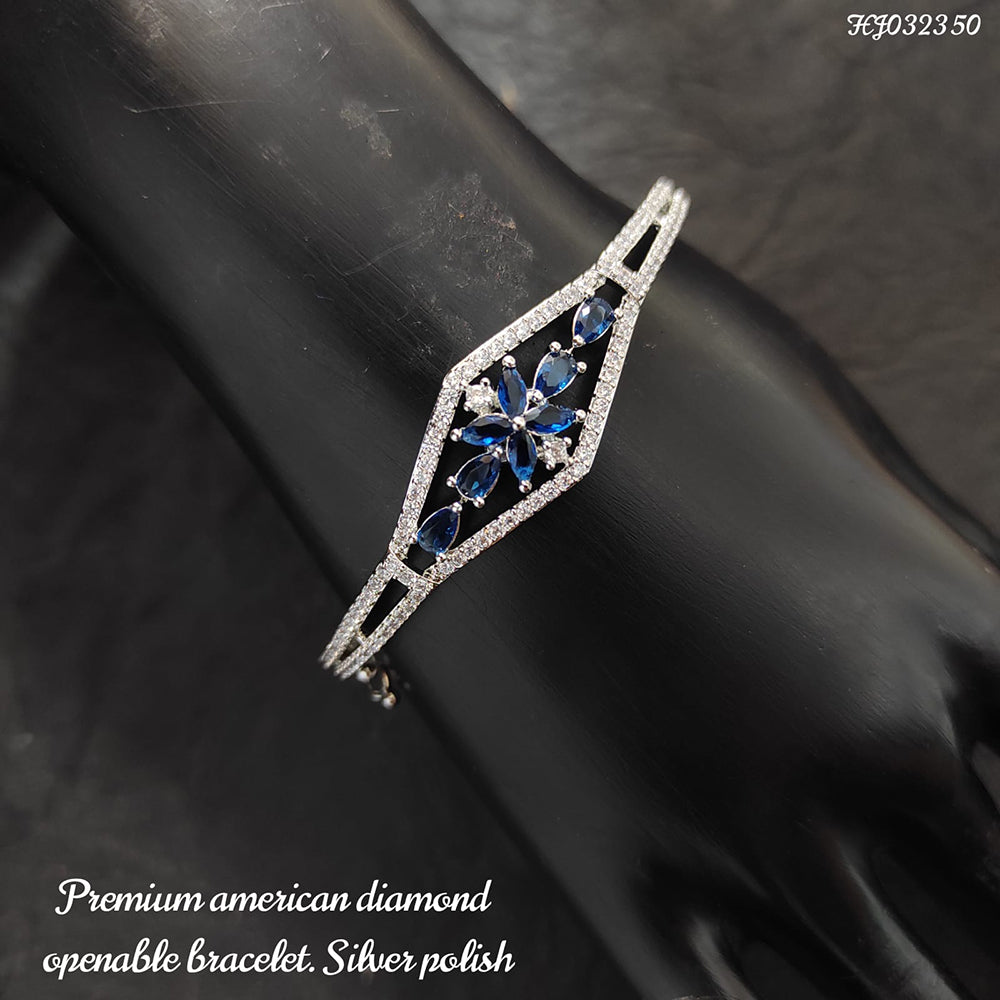 Heera Jewellers Silver Plated AD Stone Openable Bracelet