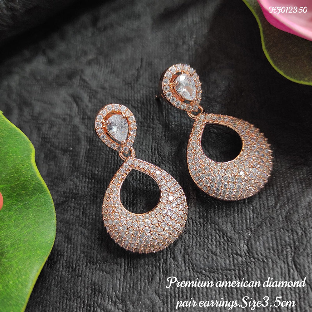 Heera Jewellers Rose Gold Plated AD Stone Dangler Earrings