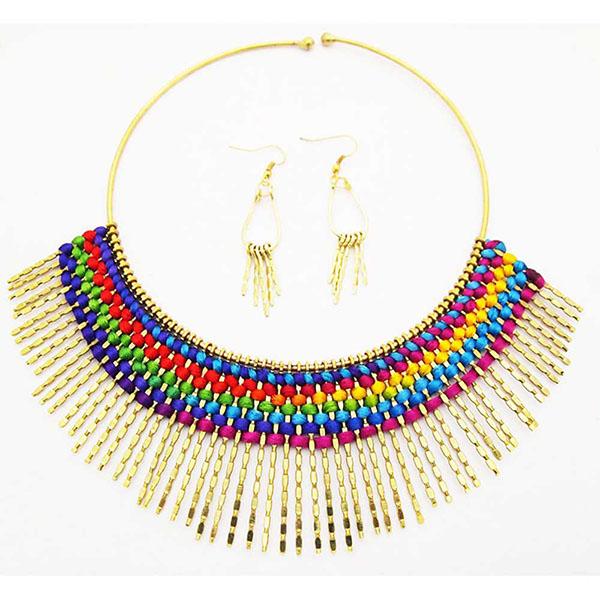 Beadside Multicolor Gold Plated Fusion Necklace Set - 1101402
