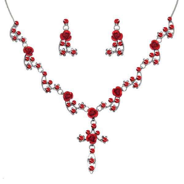Urthn Austrian Stone Rhodium Plated Necklace Set - 1102851