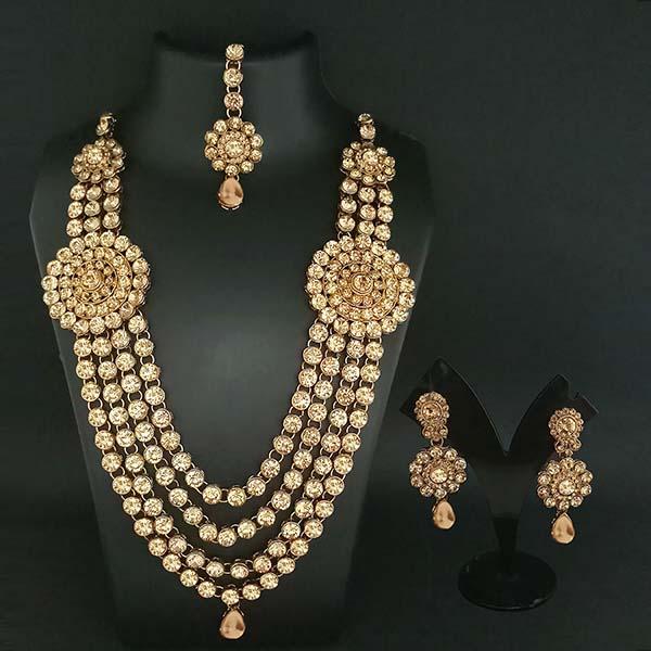 Vivant Charms Austrian Stone Necklace Set With Maang Tikka - 1103648A