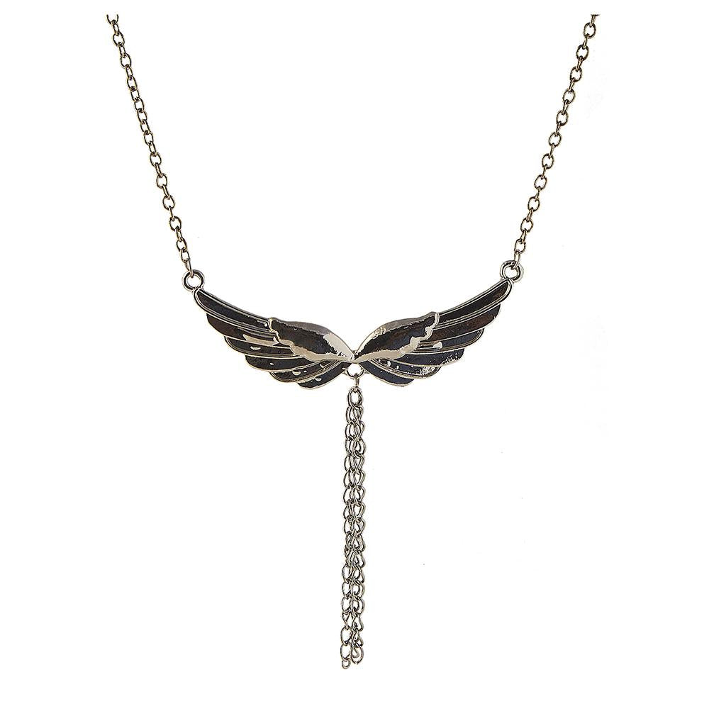 Jeweljunk Oxidised Plated Wings Design Statement Necklace - 1105408