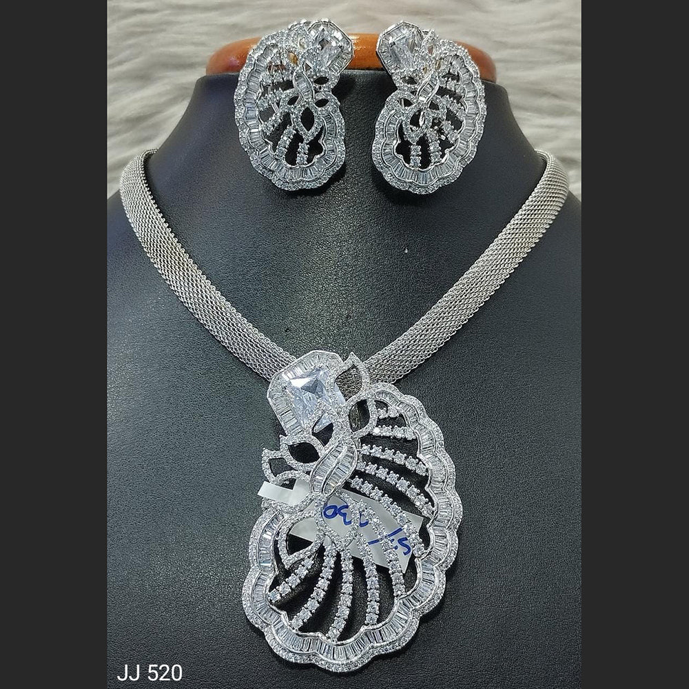 Jain Jewellers American Diamond Necklace Set - 11061773
