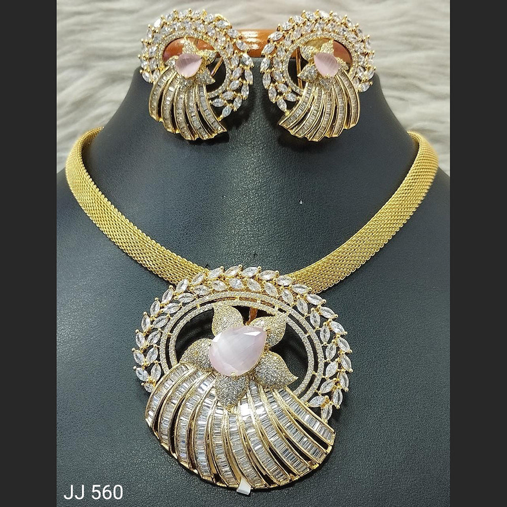 Jain Jewellers American Diamond Necklace Set - 11061775