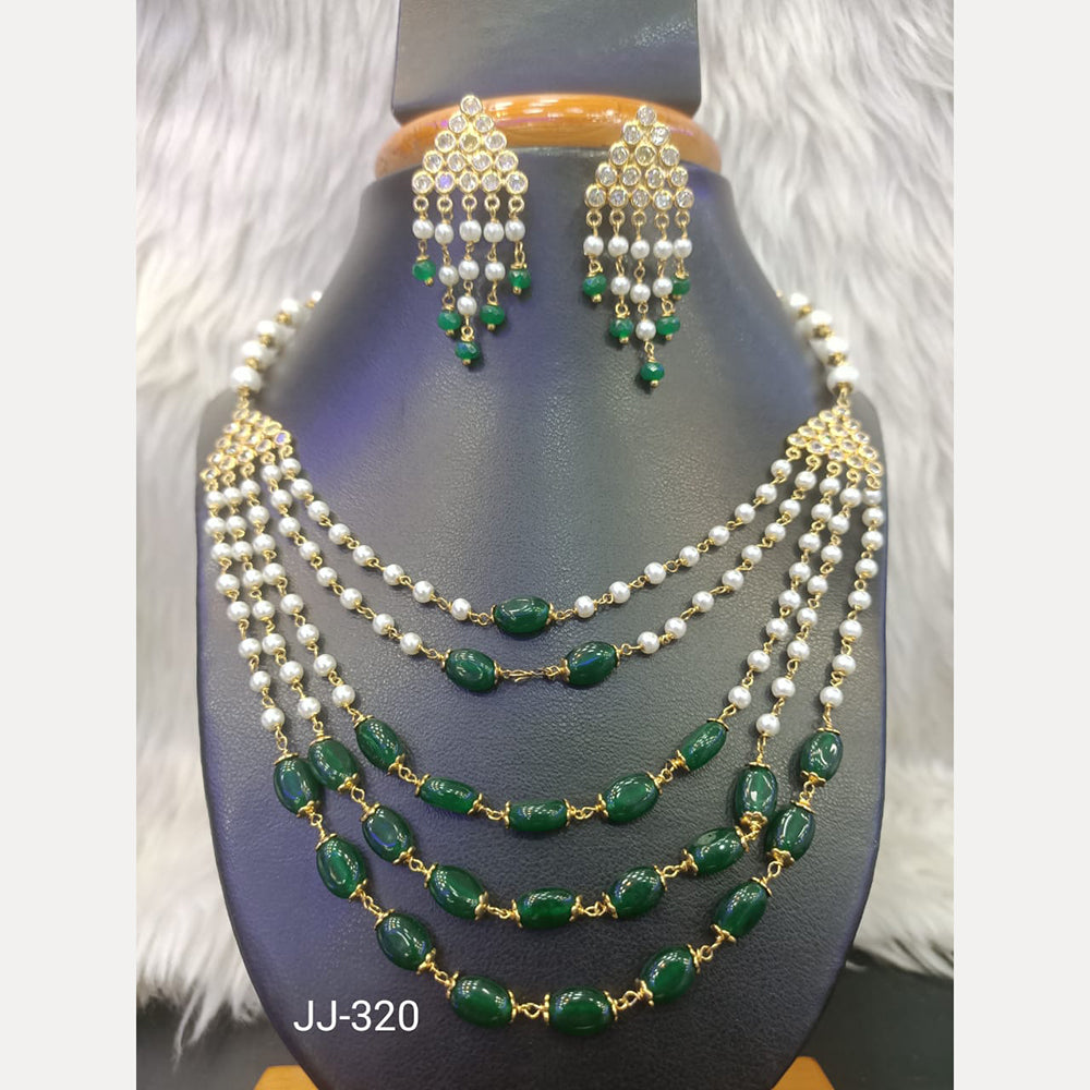 Jain Jewellers Gold Plated American Diamond Necklace Set