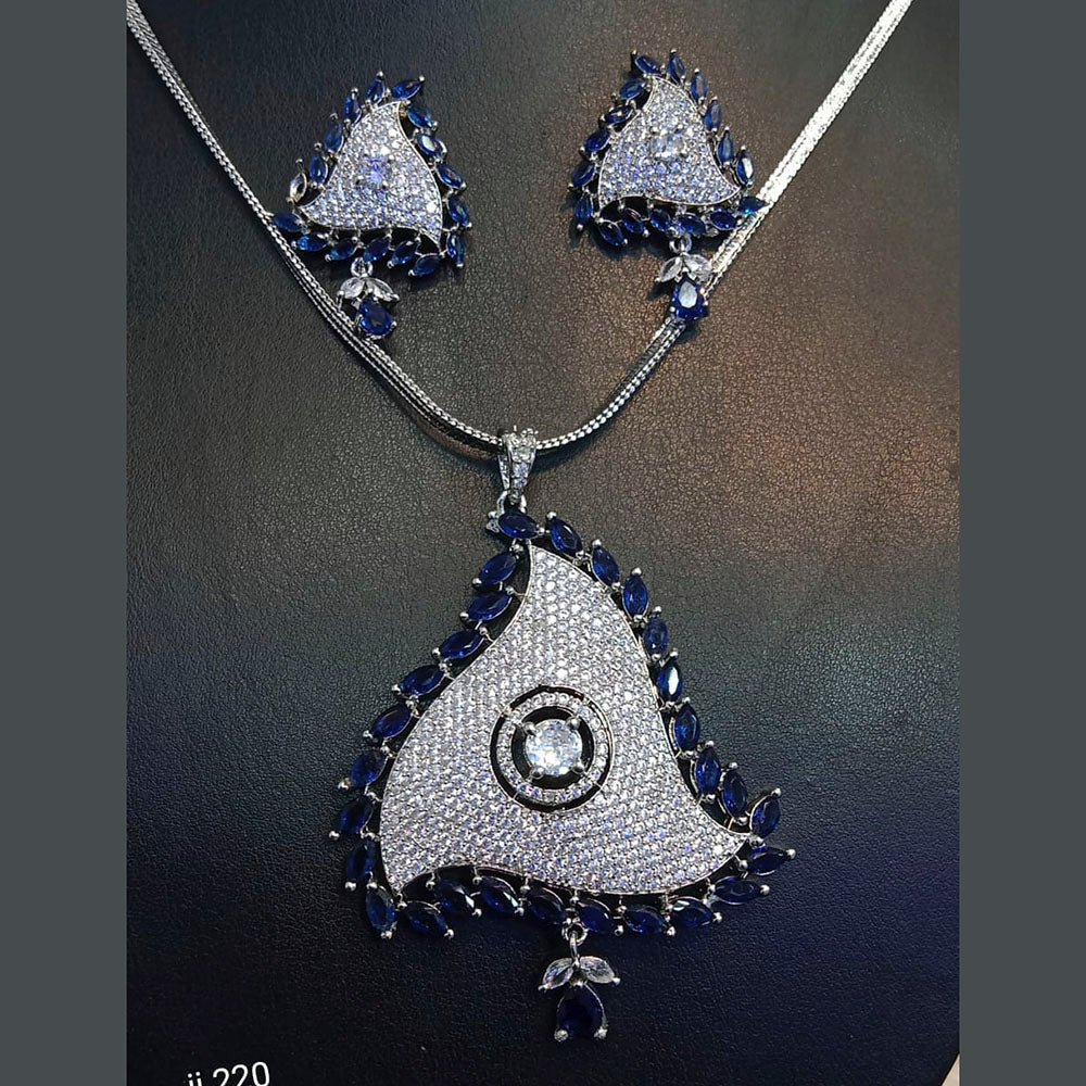 Jain Jewellers American Diamond Pendant Set - 11062328