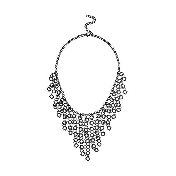 Urthn Black Oxidised Plated Statement Necklace - 1107003