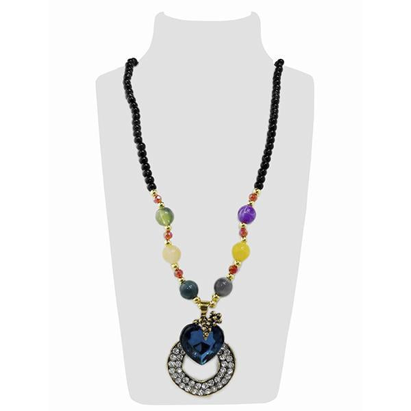 Urthn Gold Plated Multicolor Beads Austrian Stone Necklace Set - 1108930