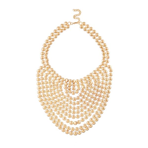 Urthn Multi Beads Gold Plated Statement Necklace - 1109210A