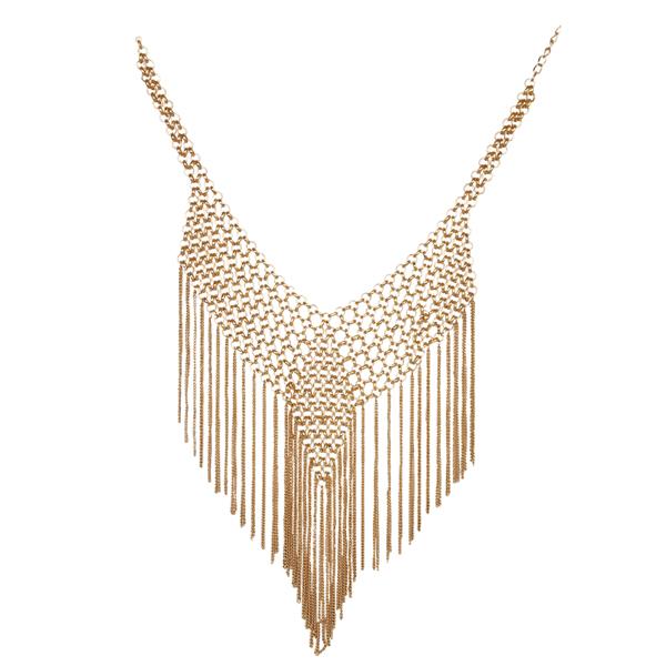 Urthn Multi Drop Chain Gold Plated Statement Necklace - 1109212