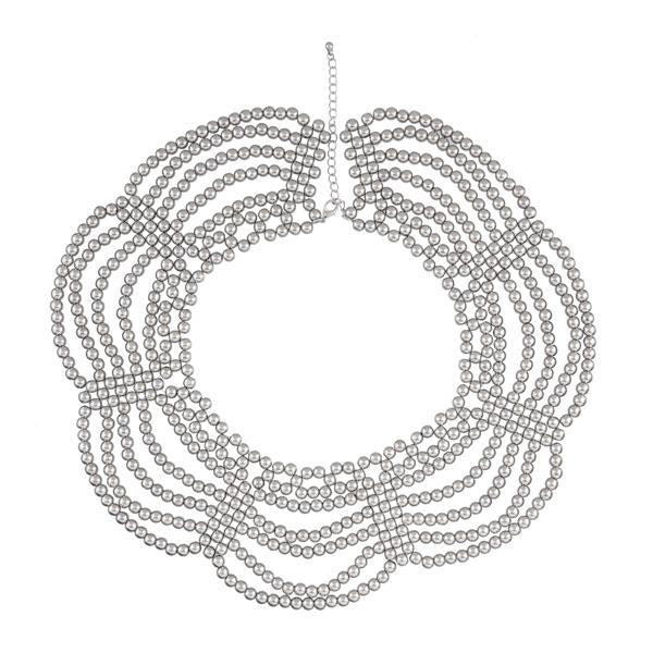 Urthn Silver Plated Beads Statement Necklace - 1109218