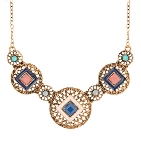 Urthn Stone Antique Gold Plated Statement Necklace - 1110738B