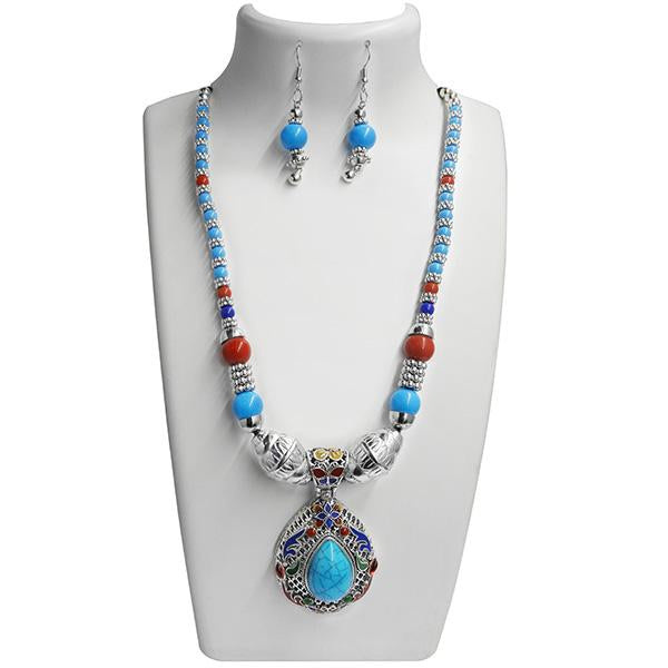 Jeweljunk Rhodium Plated Navratri Special Necklace Set - 1110817