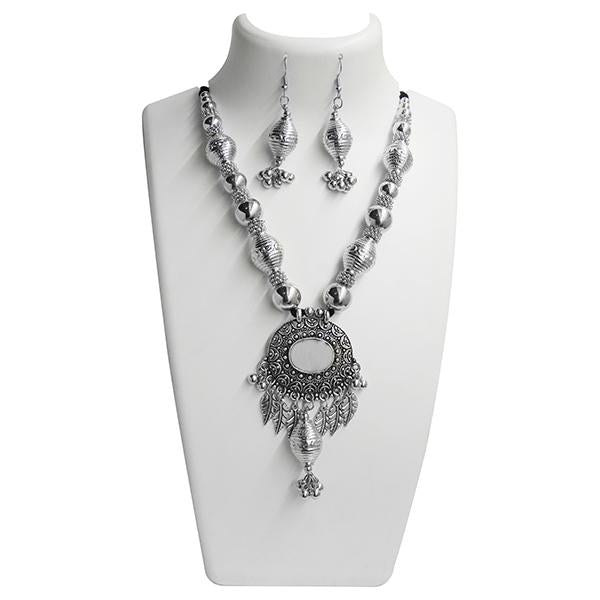 Jeweljunk Rhodium Plated Navratri Special Necklace Set - 1110865
