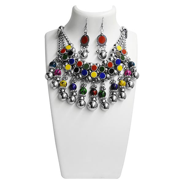 Jeweljunk Multicolour Beads Navratri Special Necklace Set - 1110869