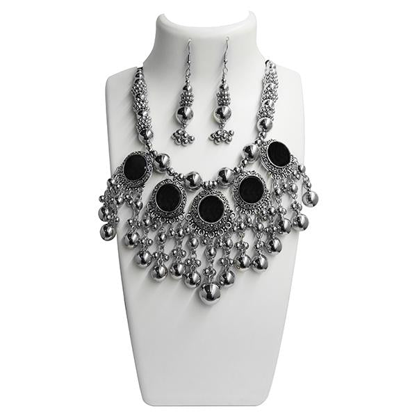 Jeweljunk Black Rhodium Plated Navratri Special Necklace Set - 1110875