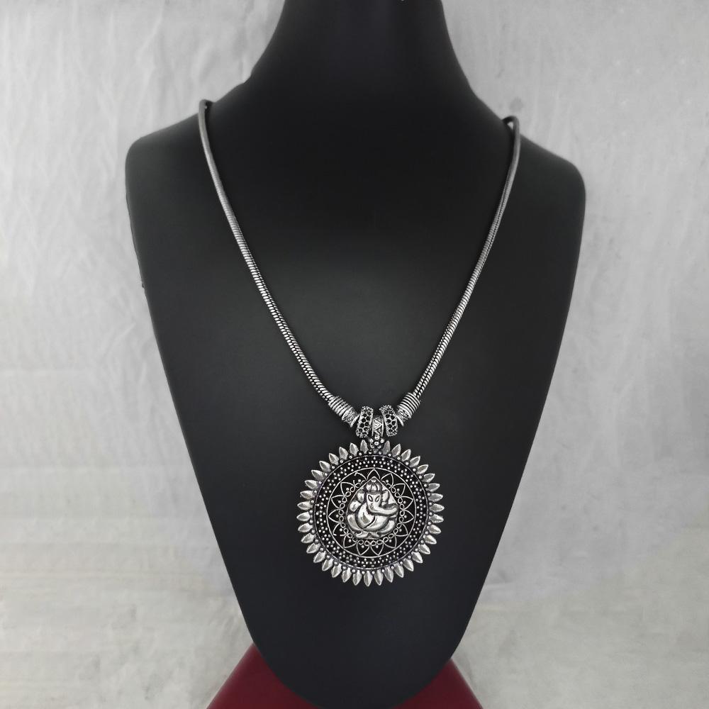 Jeweljunk Ganesha Oxidised Plated Necklace - 1111029
