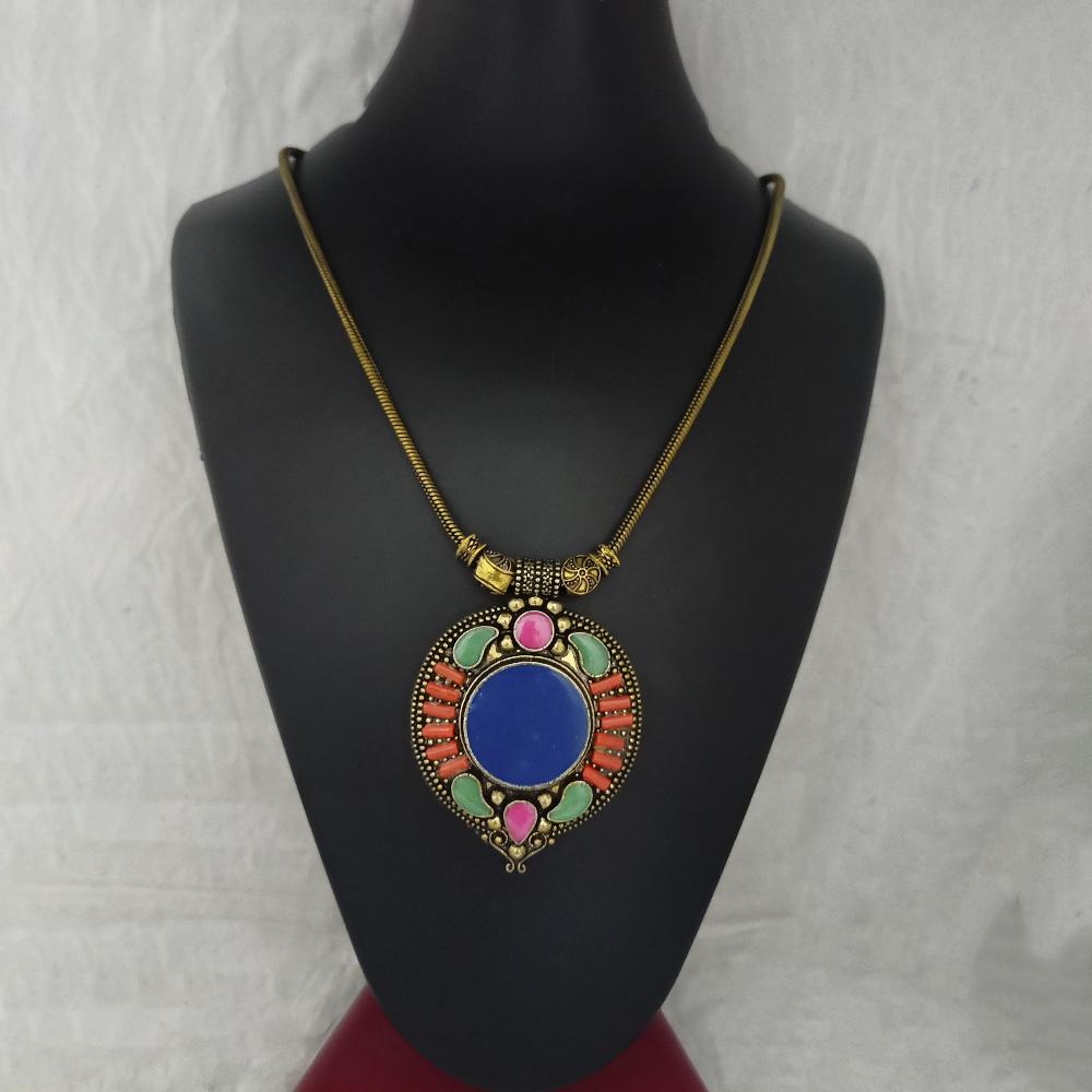 Urthn Antique Gold Plated Pota Stone Necklace - 1111033A