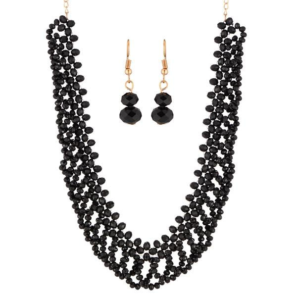 Urthn Black Crystal Beads Statement Necklace Set - 1111233C
