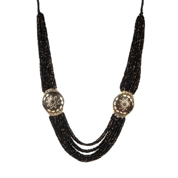 Urthn Black Beads Statement Necklace Set - 1111605E