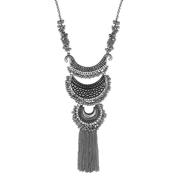 Jeweljunk Oxidised Plated Afghani Statement Necklace - 1112613