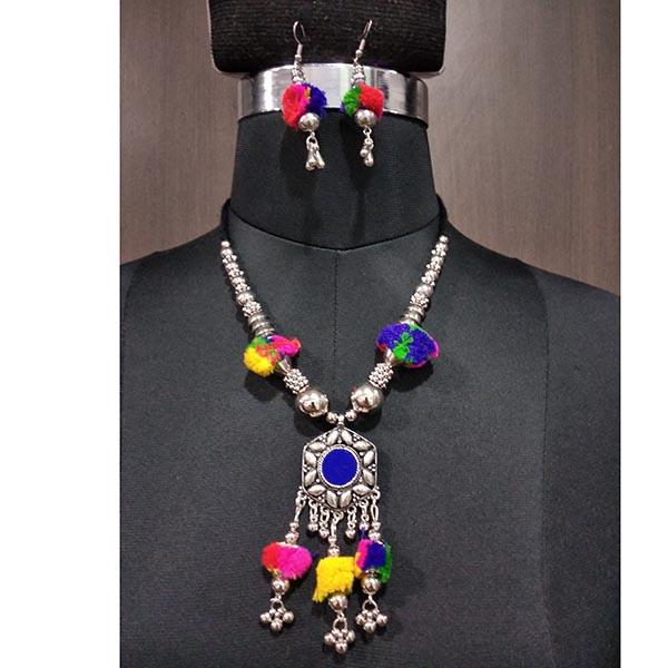 Jeweljunk Multi Thread Drop Navratri Necklace Set - 1112818B