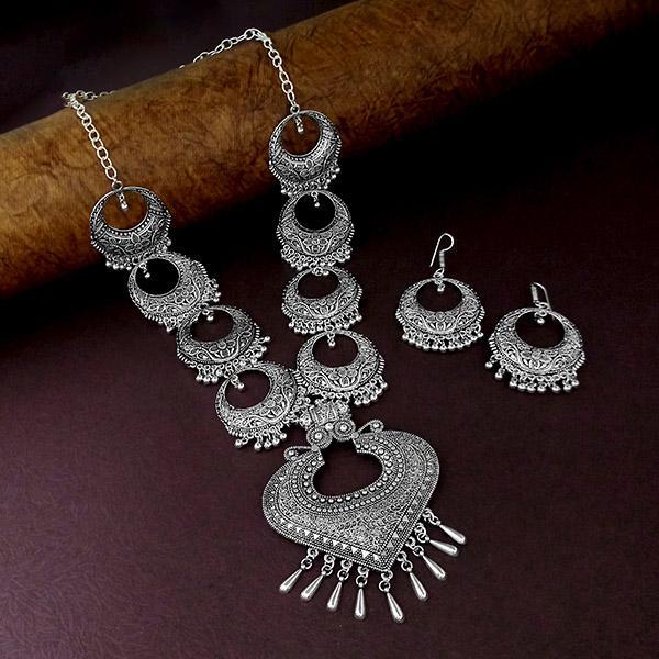 Jeweljunk Oxidised Plated Long Necklace - 1114563