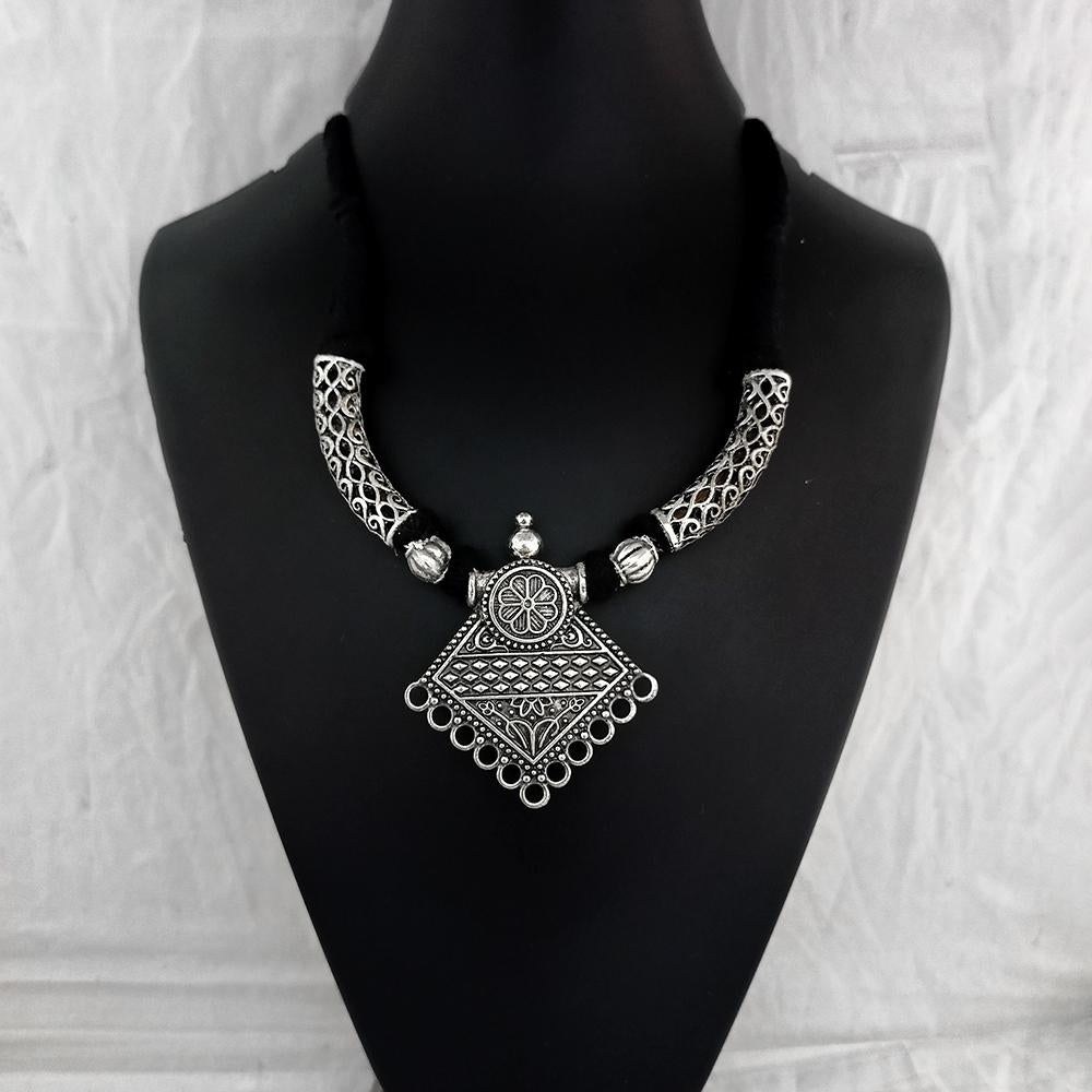 Jeweljunk Oxidised Plated Necklace Set - 1114658
