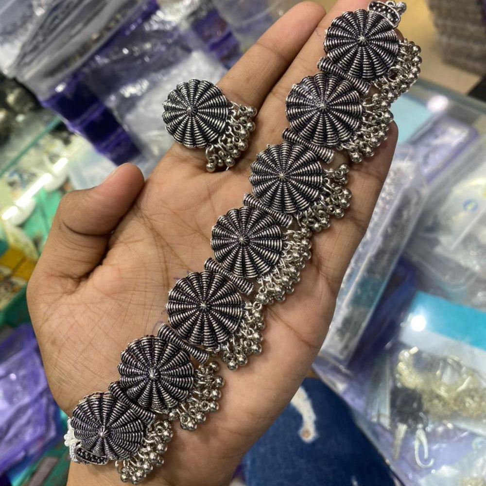 SNERA Black Oxidized Plated Necklace Set