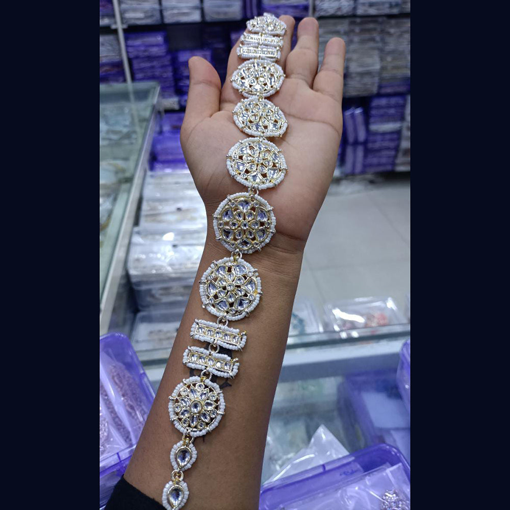 SNERA Gold Plated Kundan & Pearl Sheeshphool / Headband For Women