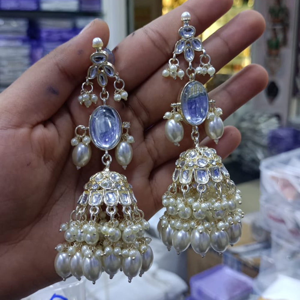 SNERA Gold Plated designer Kundan Stone Jhumkis Earrings