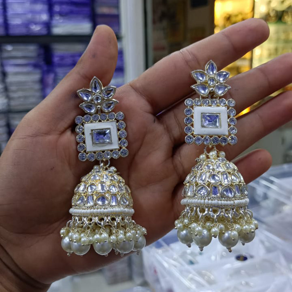 SNERA Gold Plated designer Kundan Stone Jhumkis Earrings