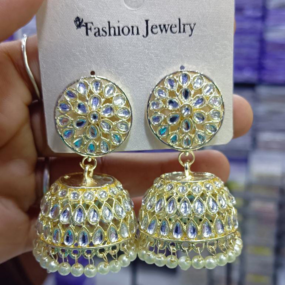 SNERA Gold Plated designer Kundan Stone Jhumkis Earrings