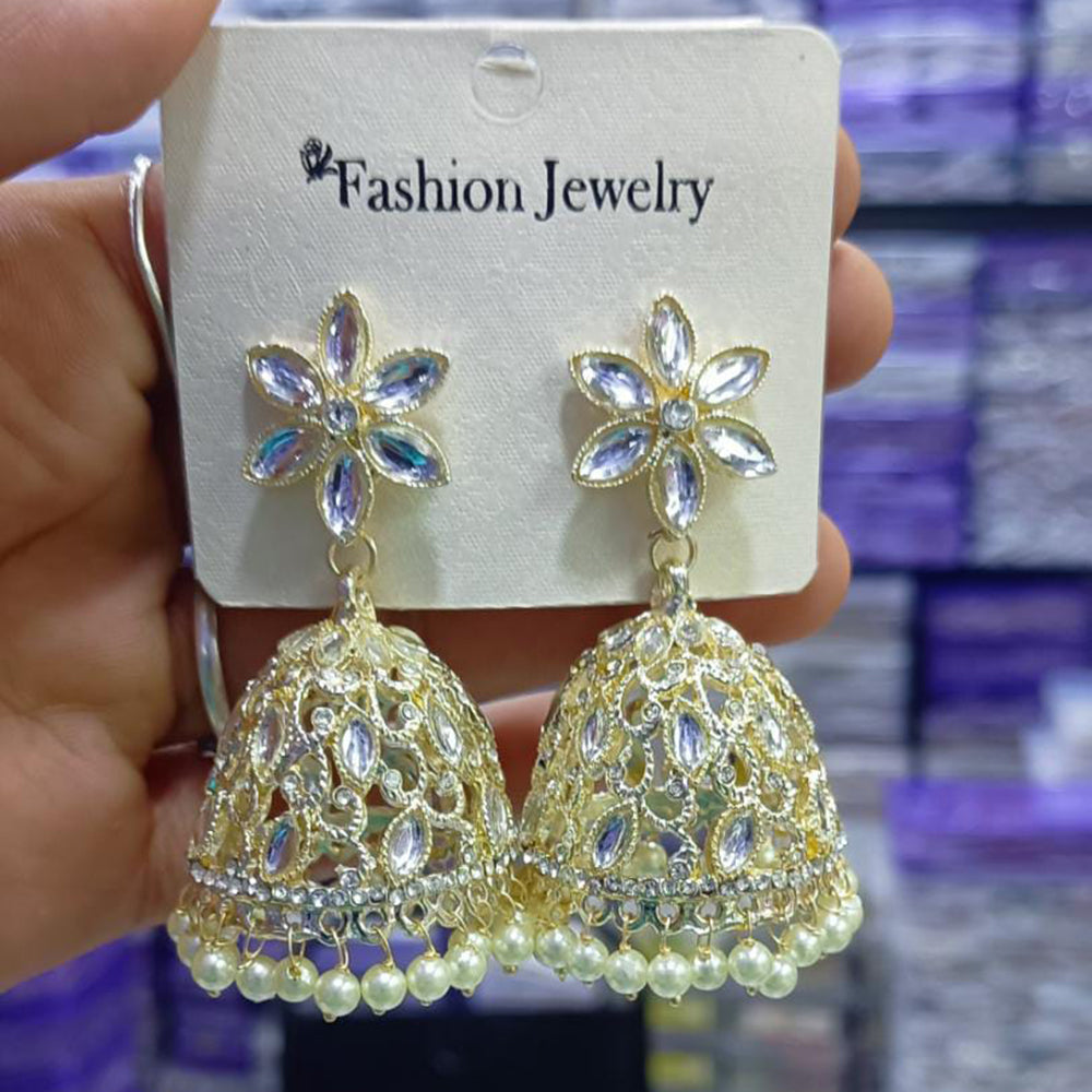 SNERA Gold Plated designer Kundan Stone Jhumkis Earrings
