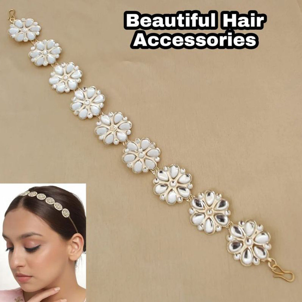 SNERA Gold Plated Kundan Sheeshphool / Headband For Women