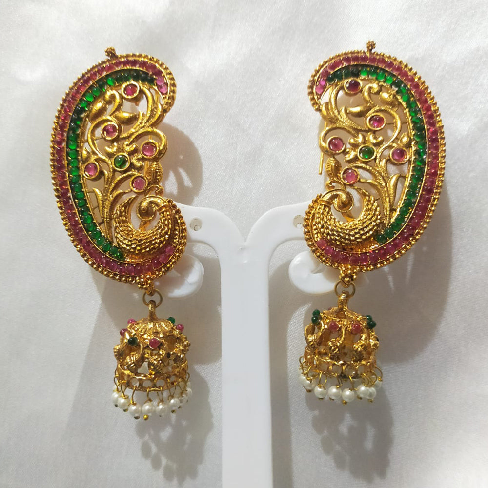 SNERA Gold Plated Pota Stone Jhumkis Earrings