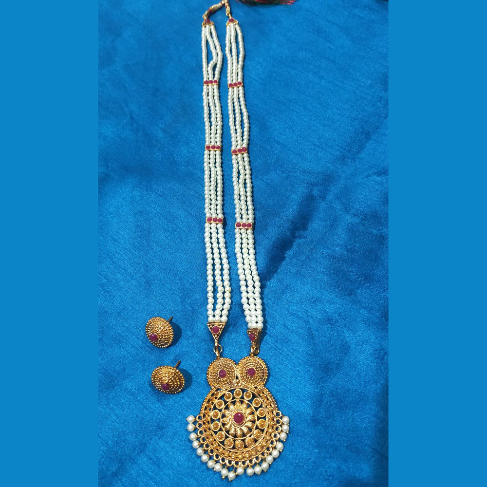 SNERA Gold Plated Pota Stone Haram Necklace Set