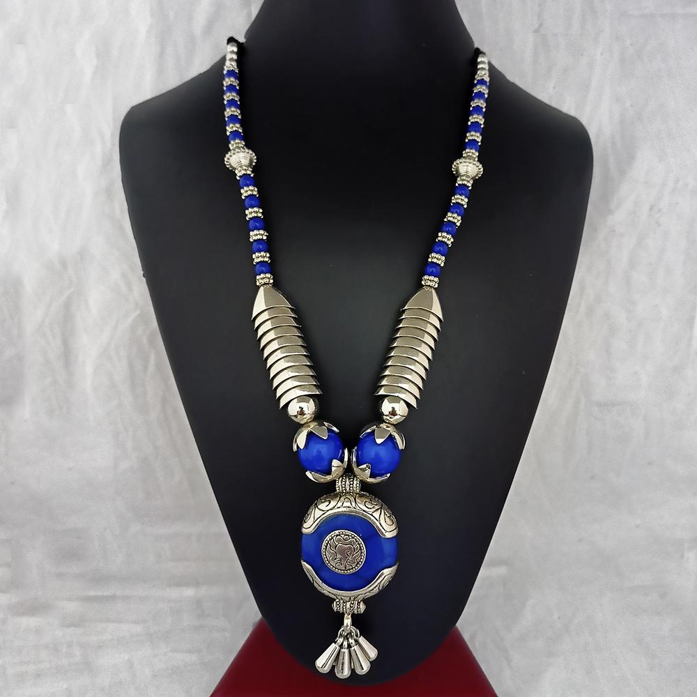 Jeweljunk Oxidised Plated Red Beads Necklace - 1115612A