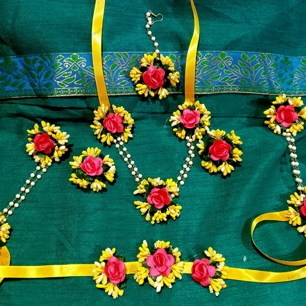 Kavya's Kreation Flower Necklace Set for Haldi Ceremony / Baby Shower